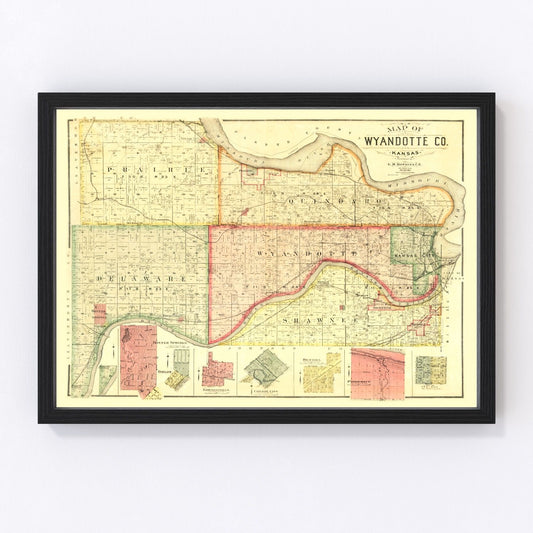 Vintage Map of Wyandotte County, Kansas 1887