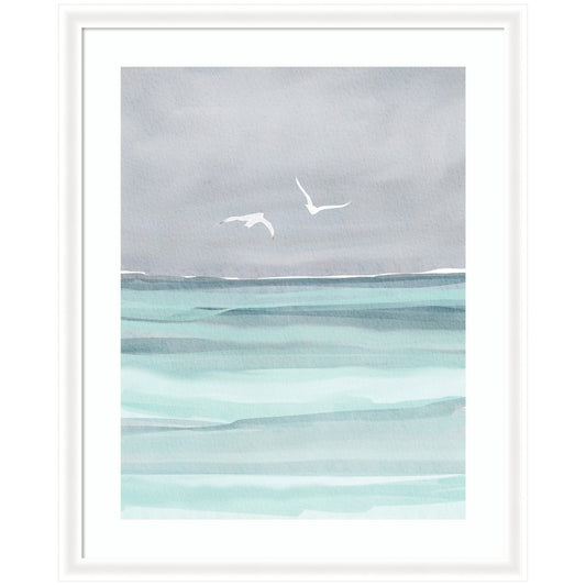 Framed Art Sea and Seagulls by Nikita Jariwala