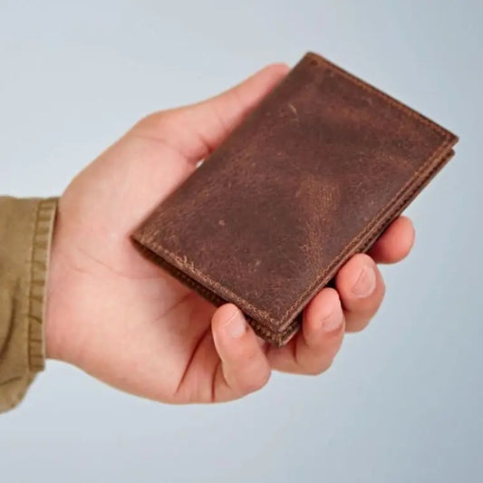 Handmade Buffalo Leather Credit Card Holder - Brown