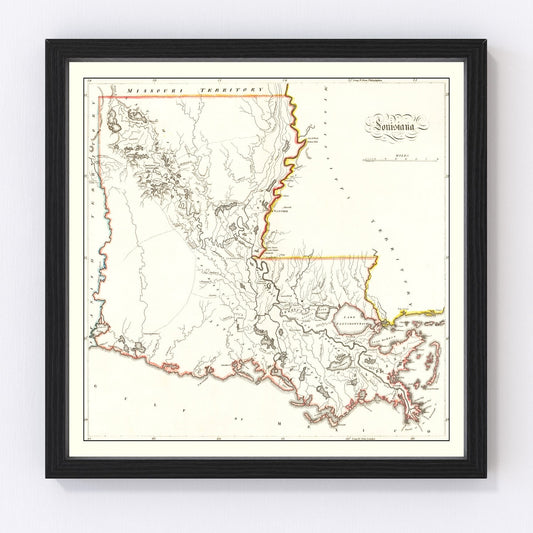 Vintage Map of Louisiana 1814