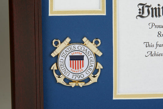 U.S. Coast Guard Medallion 8-Inch by 10-Inch Certificate and Medal Frame