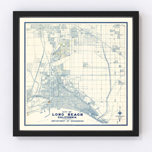 Vintage Map of Long Beach, California 1935