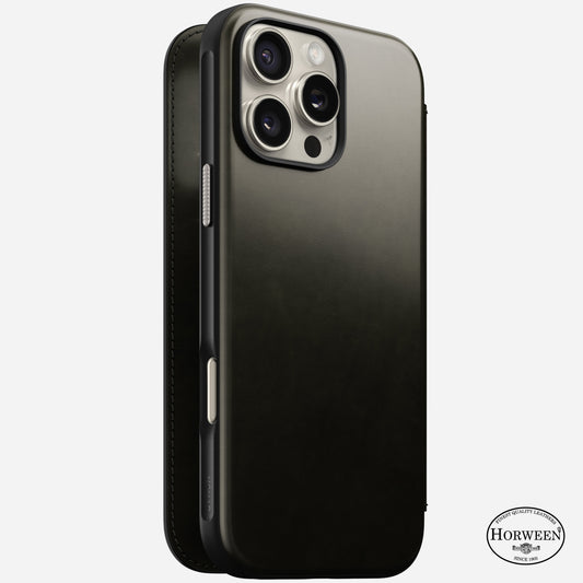 Modern Leather Folio - iPhone 16 Pro Max |  Green Chrome  | Horween