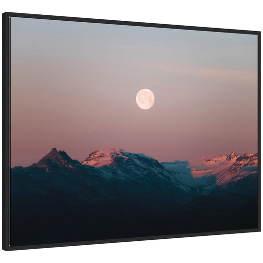 Sylvie Panoramic Pastel Moonrise over Icelandic Mountains Framed Canvas by Michael Schauer