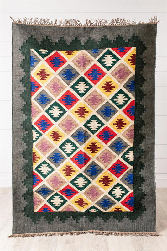 Rug - Diamond Jewels, Jute Wool Blend 48" x 72"