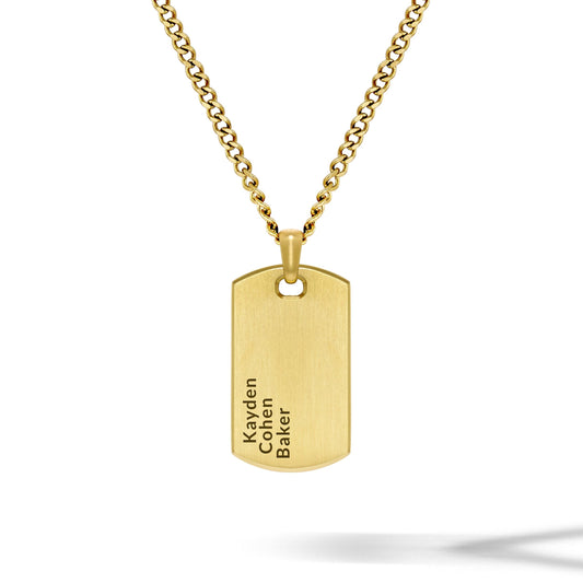 Beveled Tag Pendant - 14K Gold