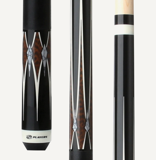 Players Black & Snakewood Cue With Black Linen Wrap