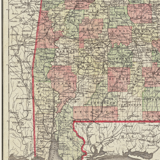Alabama Vintage Map