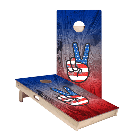 American Flag Peace Sign Star Cornhole Boards