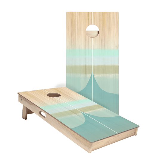 Bamboo Wood Watercolor Surf Star Cornhole Boards