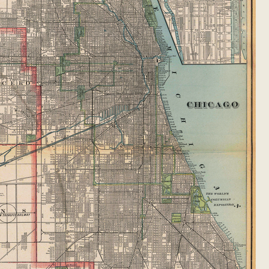 Chicago, Illinois - Vintage Map