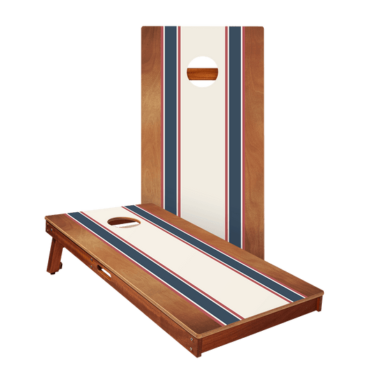 Classic Stripes Mahogany Blue and Red Silver Series Cornhole Boards