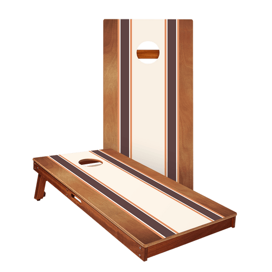 Classic Stripes Mahogany Brown and Orange Silver Series Cornhole Boards