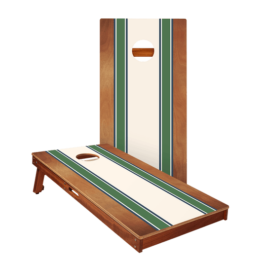 Classic Stripes Mahogany Green and Navy Silver Series Cornhole Boards