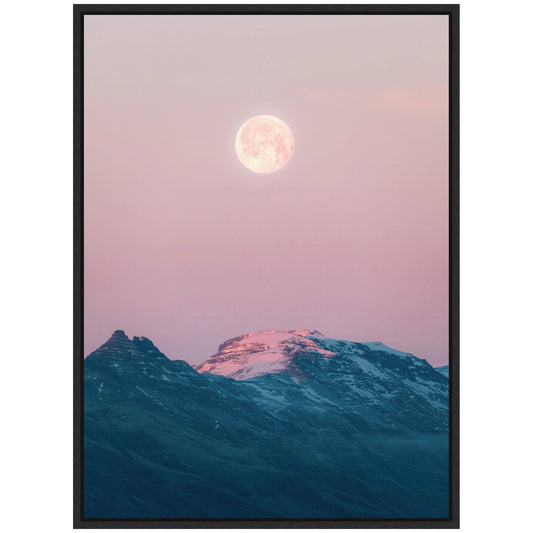 Sylvie Pastel Moonrise over Icelandic Mountains Framed Canvas by Michael Schauer