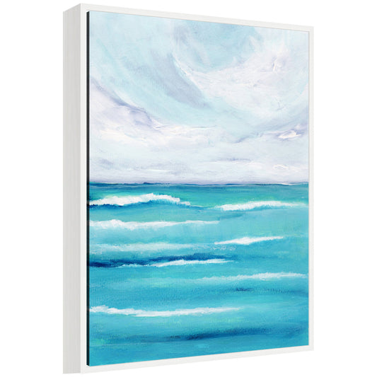 Sylvie Evening Ocean Waves Framed Canvas by Nikita Jariwala