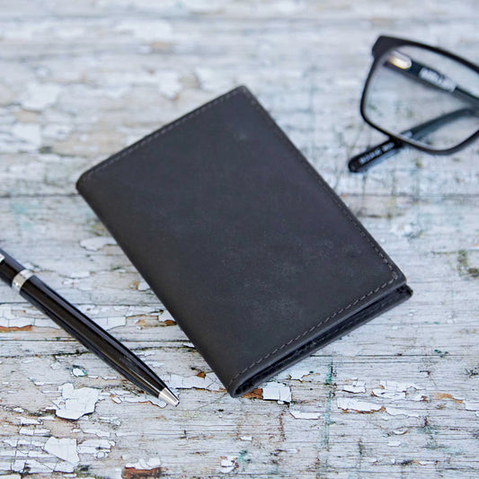 Handmade Buffalo Leather Credit Card Holder - Black