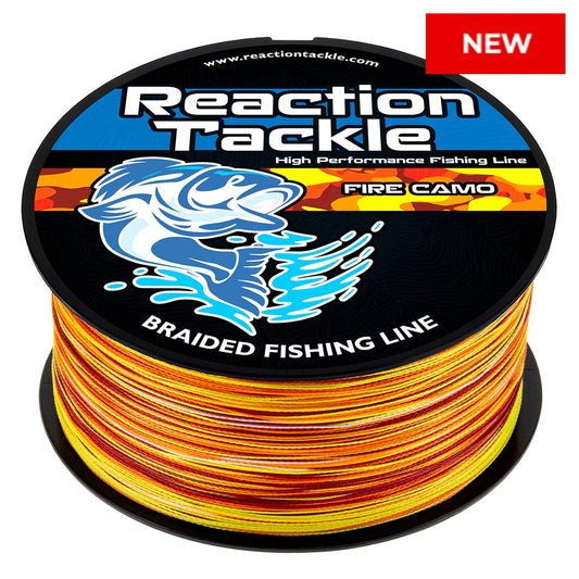 Reaction Tackle Braided Fishing Line - Fire Camo - NEW