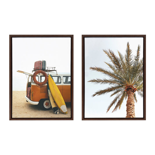 Sylvie Surfboard Paradise Framed Canvas Set by The Creative Bunch Studio
