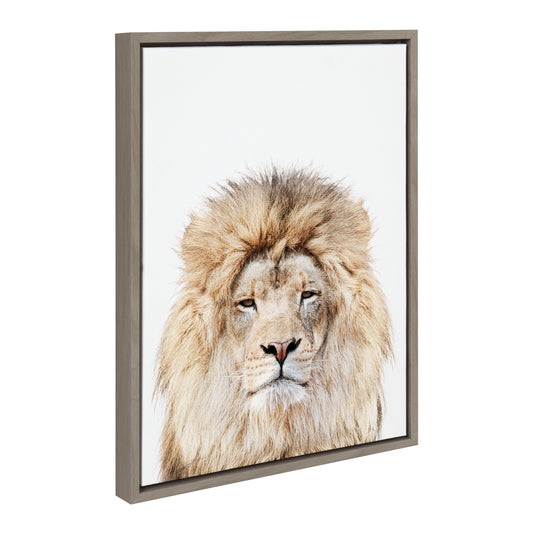 Sylvie Lion Stare Portrait Framed Canvas by Amy Peterson Art Studio